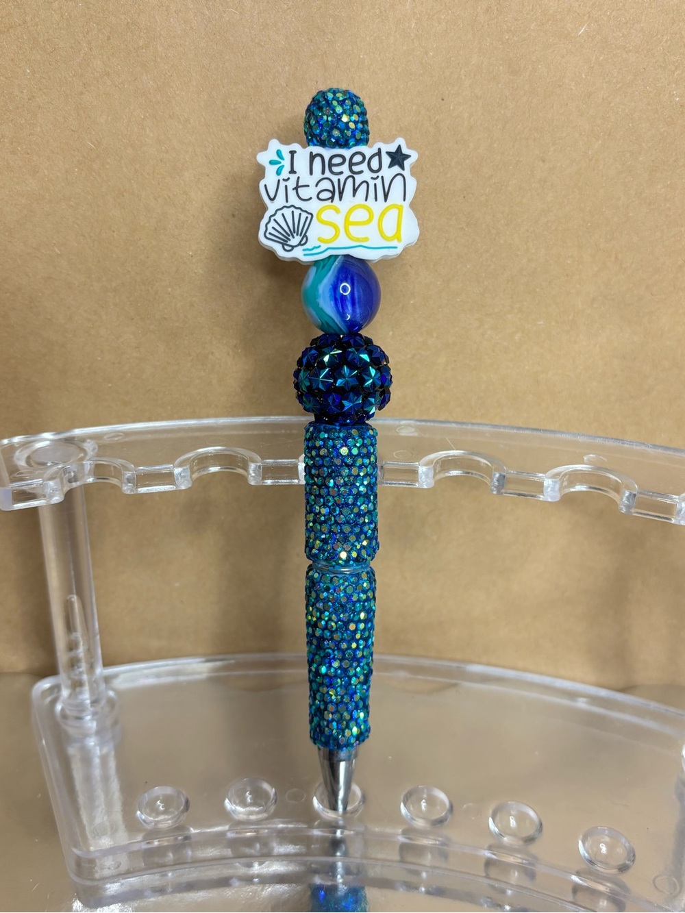 I Need Vitamin Sea Beaded Rhinestone Pen - Blue Teal